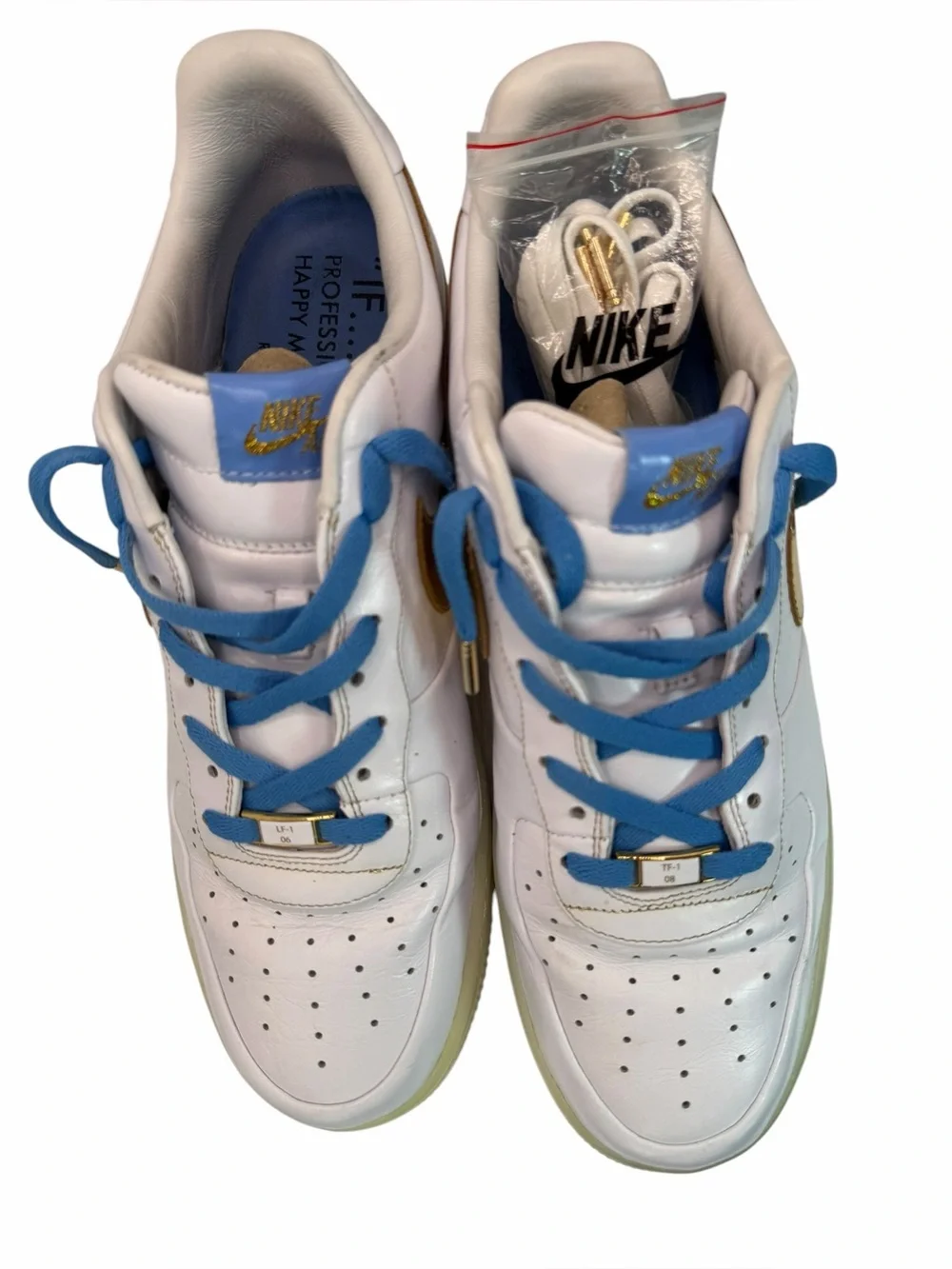 Nike Air Force 1 Low Supreme Rio Ferdinand 2009 White Gold Blue Men’s Size 14